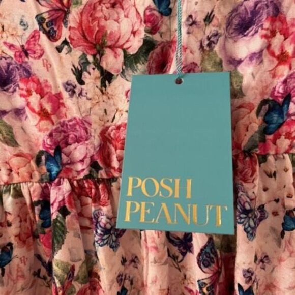 Posh Peanut Pink Vivienne Ruffled Cap Sleeve Peplum Legging Set Girls Size 9 NWT - Picture 6 of 11